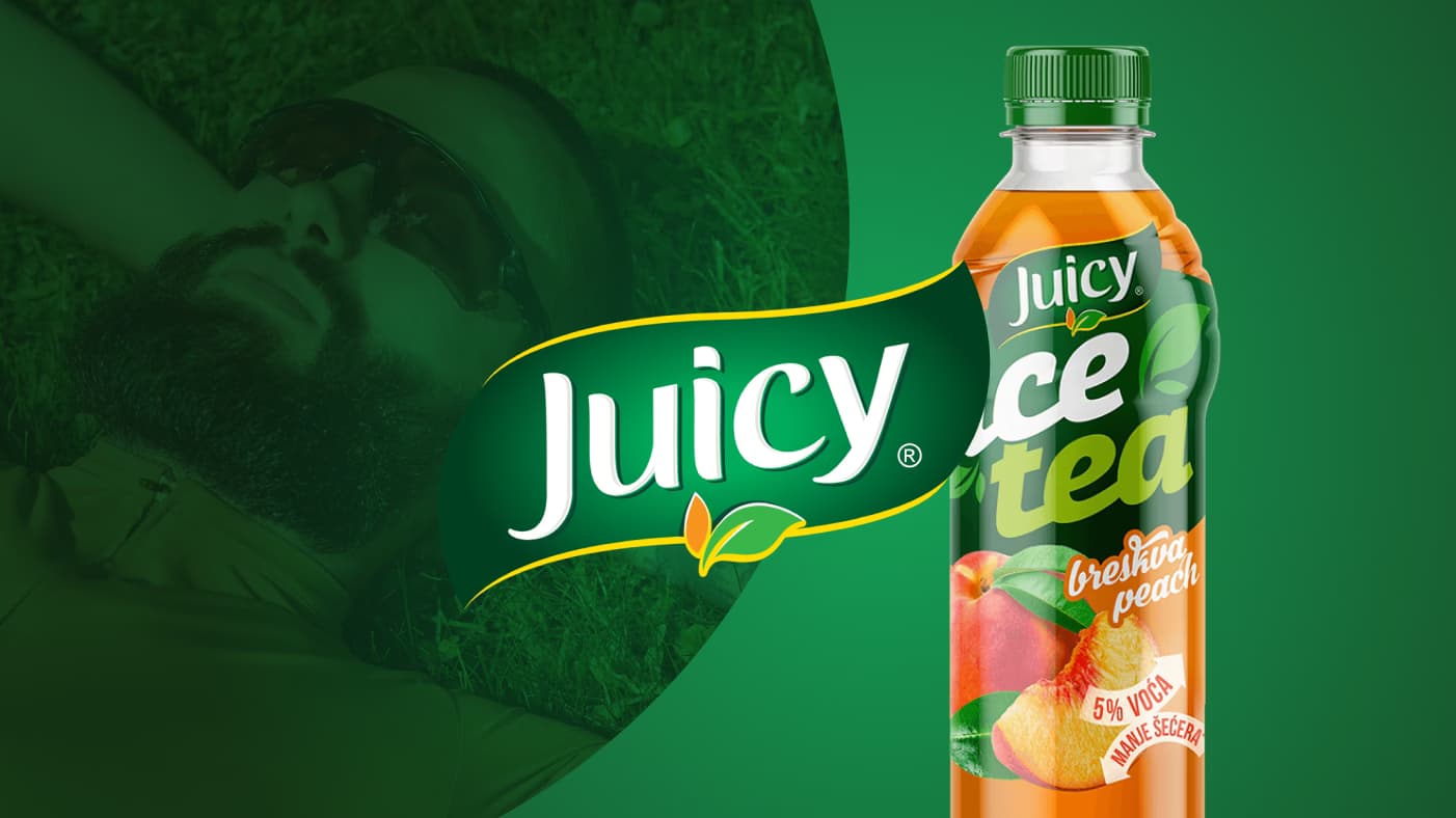 Juicy logo and a juice bottle